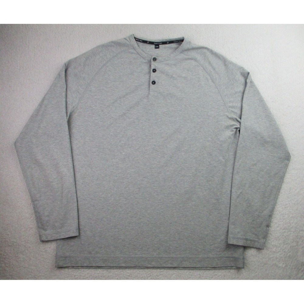 Public Rec Henley Shirt Mens 2XL Gray‎ Solid Performance Pima Long Sleeve Button